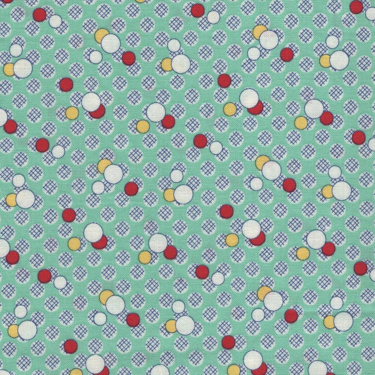 Marcus Fabrics Aunt Grace Sew Charming groen bolletjes