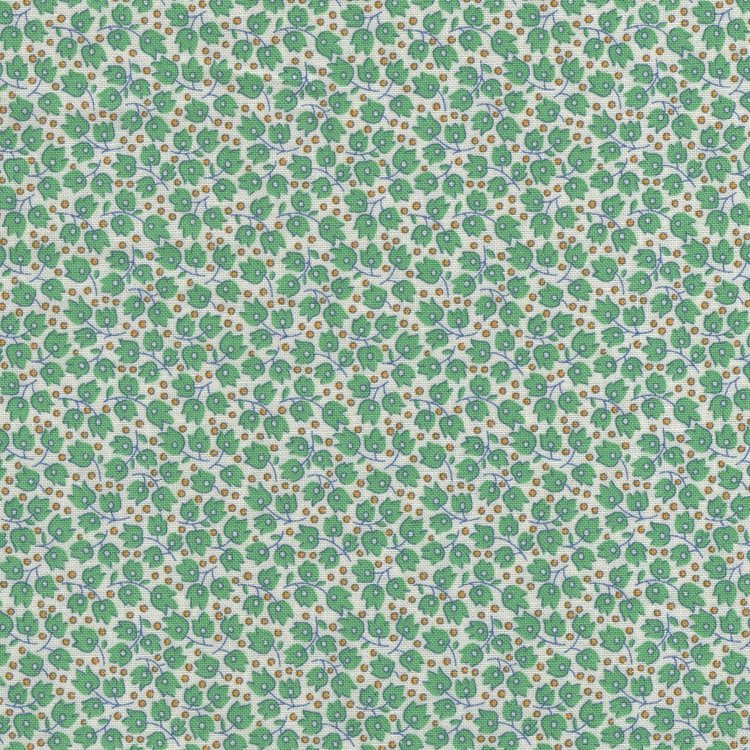 Marcus Fabrics Aunt Grace Sew Charming wit groen minibloemetje