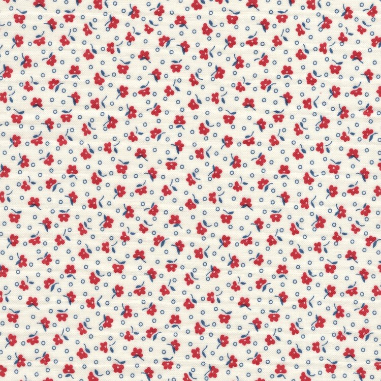 Marcus Fabrics Aunt Grace Sew Charming wit rood minbloemetje