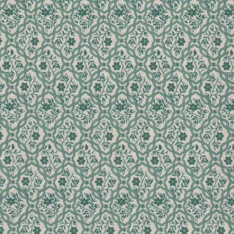 Andover Di Ford Oak Alley  ecru blauwgroen trellis