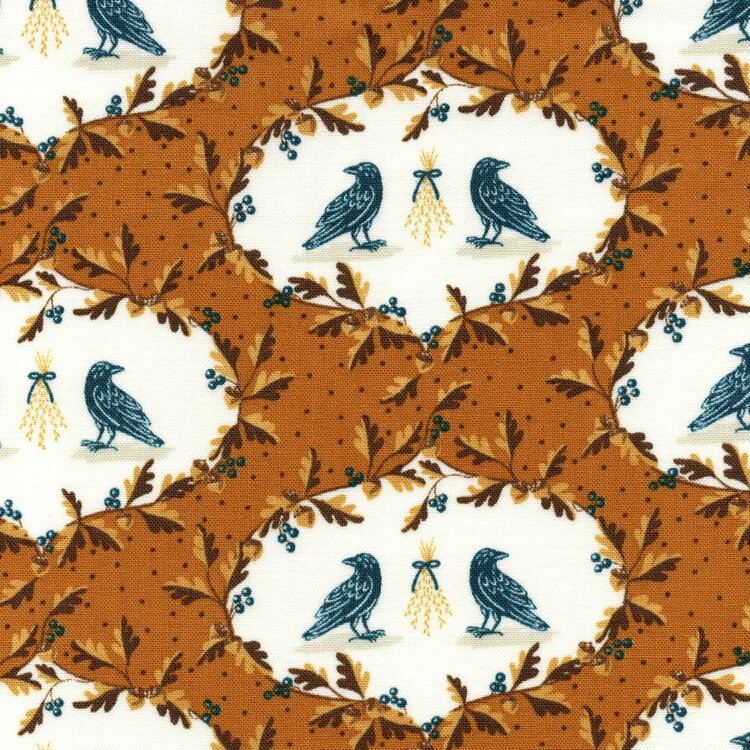 Andover Oakleigh bruin met ecru/blauw vogelplaatje