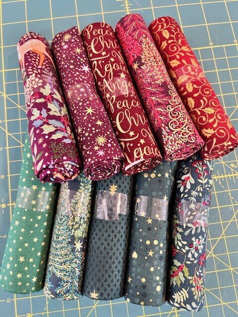 Fat Quarter pakket Kerst donker rood/groen