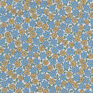 Marcus Fabrics Aunt Grace Sew Charming wit met blauwe en gele bloemen