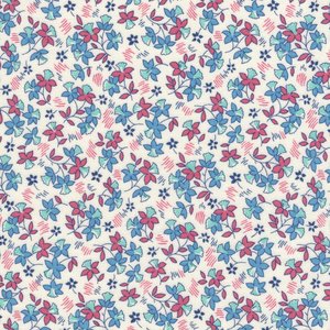 Marcus Fabrics Aunt Grace Sew Charming wit met blauw-rode bloemen