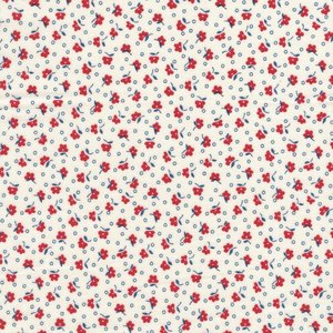 Marcus Fabrics Aunt Grace Sew Charming wit rood minbloemetje
