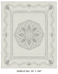 Wholecloth Quilt Top Feathered Pineapple naturel