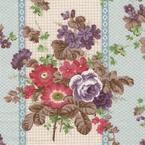 Andover Ayla ecru blauw rand roze bloem