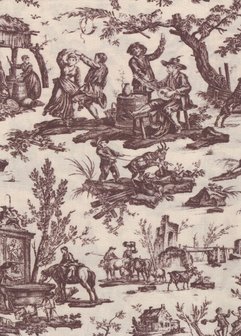 Maison Sajou Toile de Jouy L&#039;Abreuvoir ecru bruin