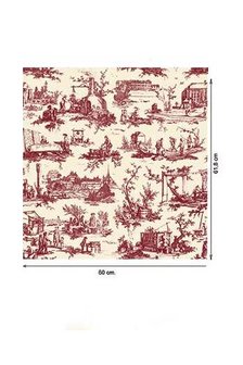 Maison Sajou Toile de Jouy Les Travaux de la Manufacture ecru rood