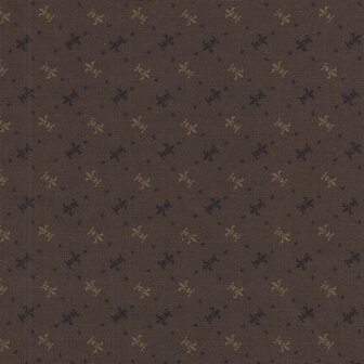 Marcus Fabrics Paula&#039;s Compagnions bruin fleur de lis