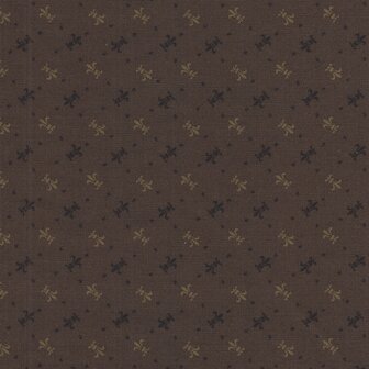 Marcus Fabrics Paula&#039;s Compagnions bruin fleur de lis