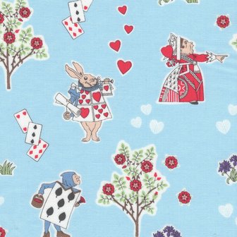 Craft Cotton Company Alice in Wonderland blauw Queen of Hearts