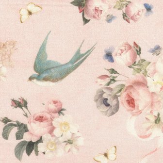 Riley Blake Rose &amp; Violets roze rozen en vogels