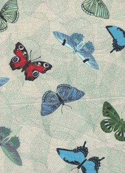 Stof a/s My Flutter By grijs groen vlinders