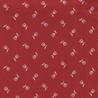 Marcus Fabrics ReproReds rood met ecru tulpjes