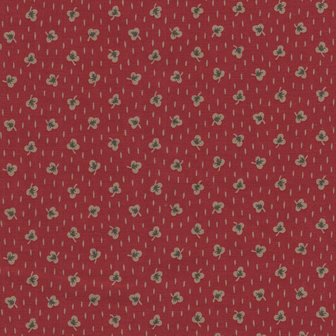 Marcus Fabrics ReproReds rood met tan blaadje