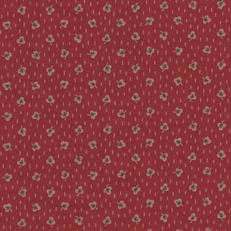 Marcus Fabrics ReproReds rood met tan blaadje