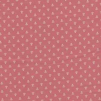Marcus Fabrics ReproReds roze met ecru werkje