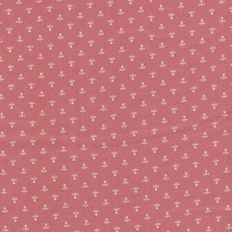 Marcus Fabrics ReproReds roze met ecru werkje