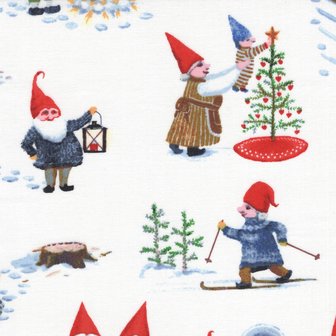 Windham Fabrics Winter Gnomes wit kabouters