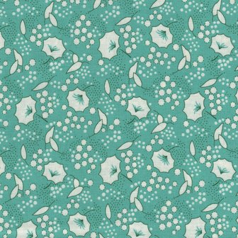 Marcus Fabrics Aunt Grace Sew Charming groen wit bloemetje