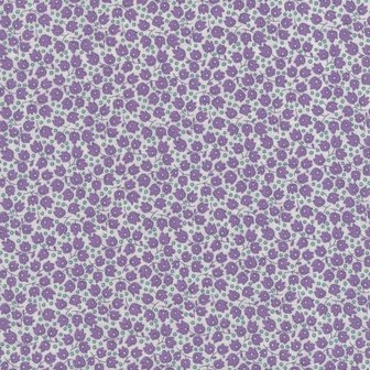 Marcus Fabrics Aunt Grace Sew Charming wit met paarse minibloem
