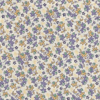 Marcus Fabrics Aunt Grace Sew Charming wit met paars/gele bloemen