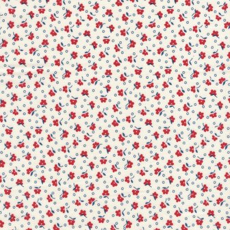 Marcus Fabrics Aunt Grace Sew Charming wit rood minbloemetje