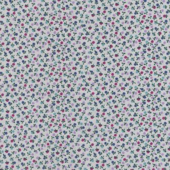Windham Fabrics Gather ecru blauw/roze minibloemetjes