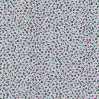 Windham Fabrics Gather ecru blauw/roze minibloemetjes