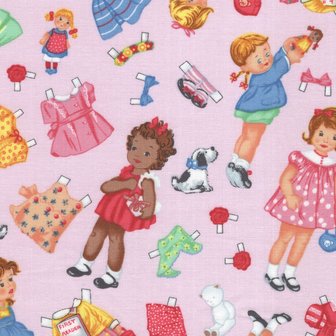 Timeless Treasures Kids roze aankleed popjes