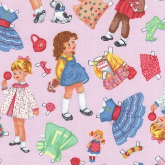 Timeless Treasures Kids roze aankleed popjes