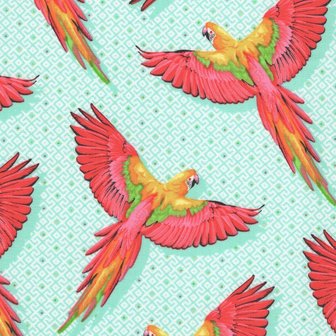 Free Spirit Tula Pink Daydreamer blauwe met roze papegaai