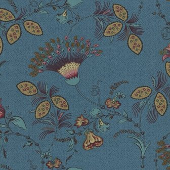 Henry Glass Fabrics Lille, blauw antieke bloem