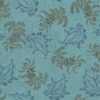 Henry Glass Fabrics Lille, midden blauw blad en takje