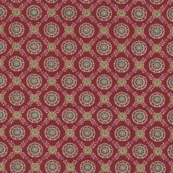 Henry Glass Fabrics Lille, rood met blauwe rozetten
