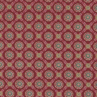 Henry Glass Fabrics Lille, rood met blauwe rozetten