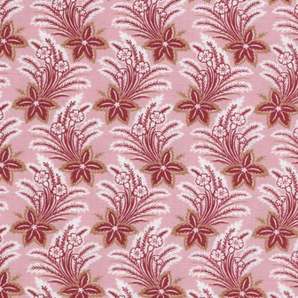 Henry Glass Fabrics Lille, roze met roomwit bloem