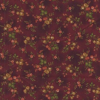 Henry Glass Fabrics Right as Rain rood bloemetje