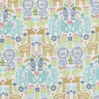 Andover/Makeower Baby Safari wit multi diertjes