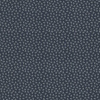 Stof a/s Nellie&#039;s Shirtings blauw wit werkje