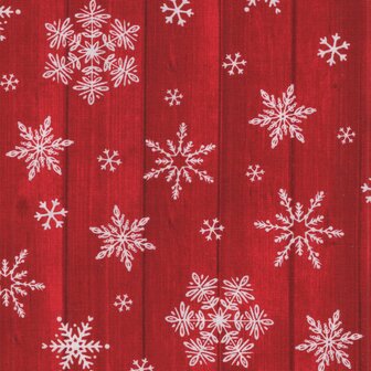 Studio E Chickadee Christmas Choir rood witte sneeuwvlokken