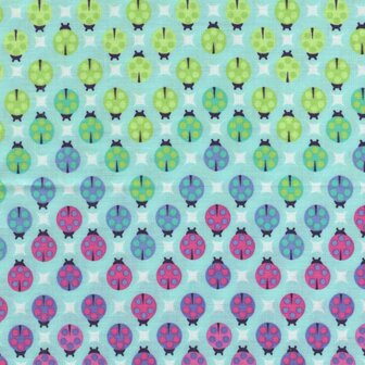 Free Spirit Tula Pink Tiny Beasts blauw lieveheersbeestjes