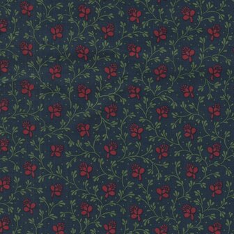 Marcus Vintage Charm blauw groen takje, rood bloemetje