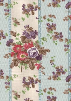 Andover Ayla ecru blauw rand roze bloem