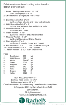 Brown Cow, compleet pakket miniquilt