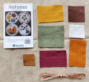Autumn coasters, compleet pakket wolvilt project