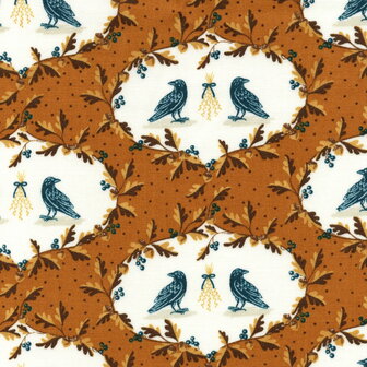 Andover Oakleigh bruin met ecru/blauw vogelplaatje