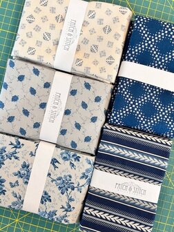 Halve meter pakket Marcus Blauw/Ecru (2)
