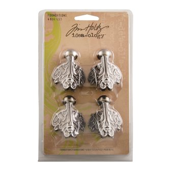 Tim Holtz box feet (pootjes) antique nickel 4 stuks